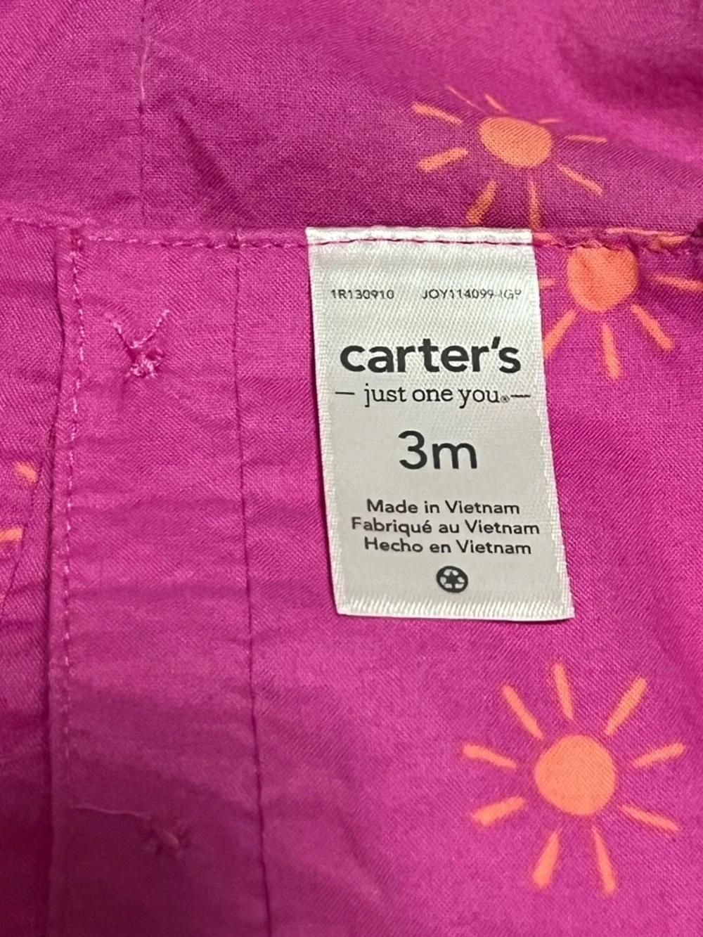 Carter’s Baby Girl Romper Pink Sun Print 3M